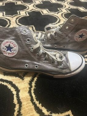 Converse Kids' Silver Glitter High-Top Sneakers